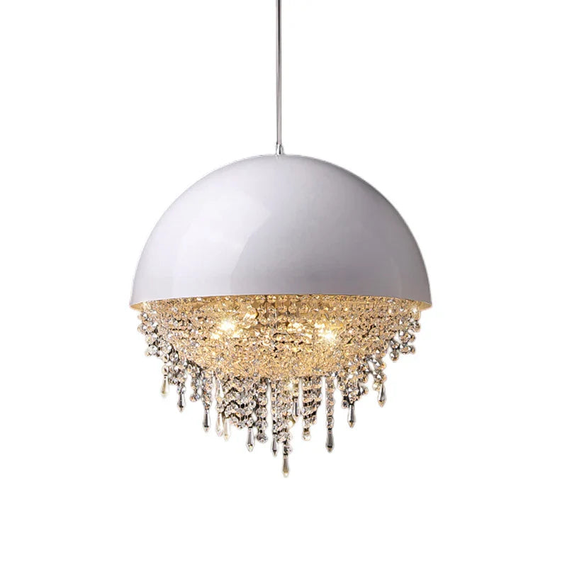 Afralia™ Modern Black White Hemisphere Hanging Chandelier Pendant Light for Living Dining Room