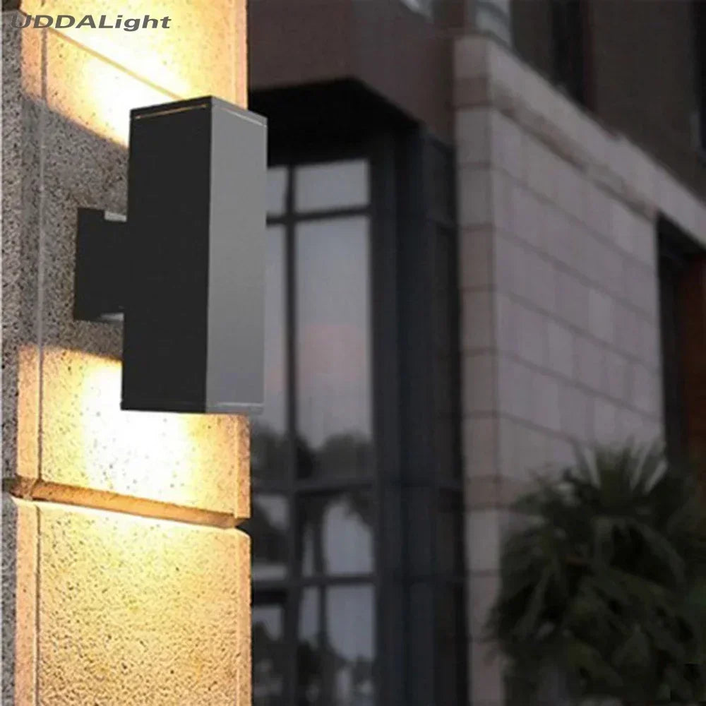 Afralia™ GU10 COB 10w Waterproof Up Down Outdoor Wall Lamp - Square Lighting