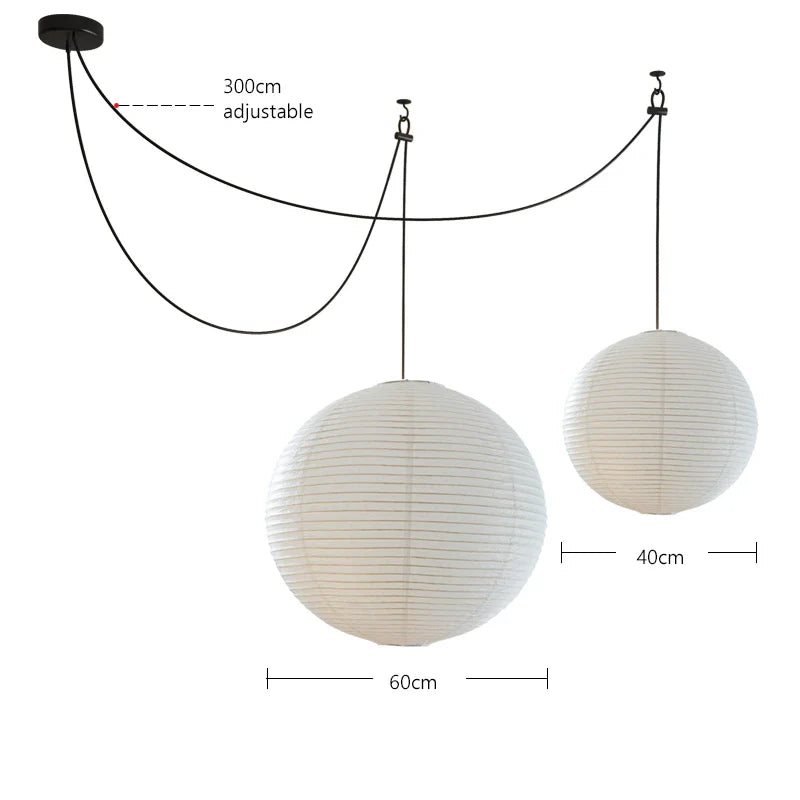 Afralia™ Round Rice Paper LED Pendant Lights for Home Decor Chandelier