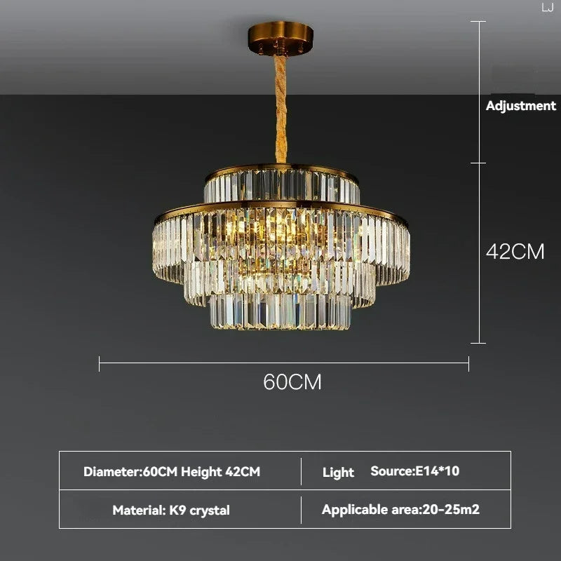 Afralia™ Round Crystal Chandelier for Living Room, Bedroom, Kitchen Island & Villa Décor
