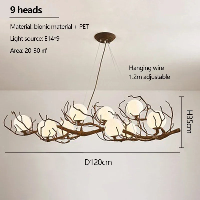 Afralia™ Retro Branch Ceiling Chandelier LED Hanging Light for Home Décor