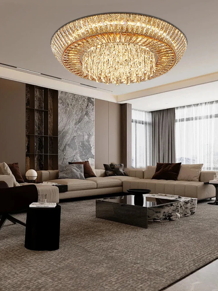 Afralia™ Amber Crystal Ceiling Chandelier: Luxe LED Home Decor Light Fixture