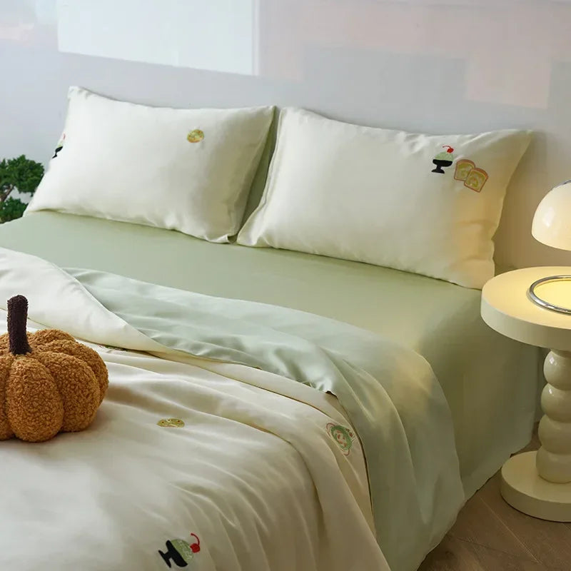 Afralia™ Luxury Embroidery Rayon Bedding Set for Cool Summer Comfort