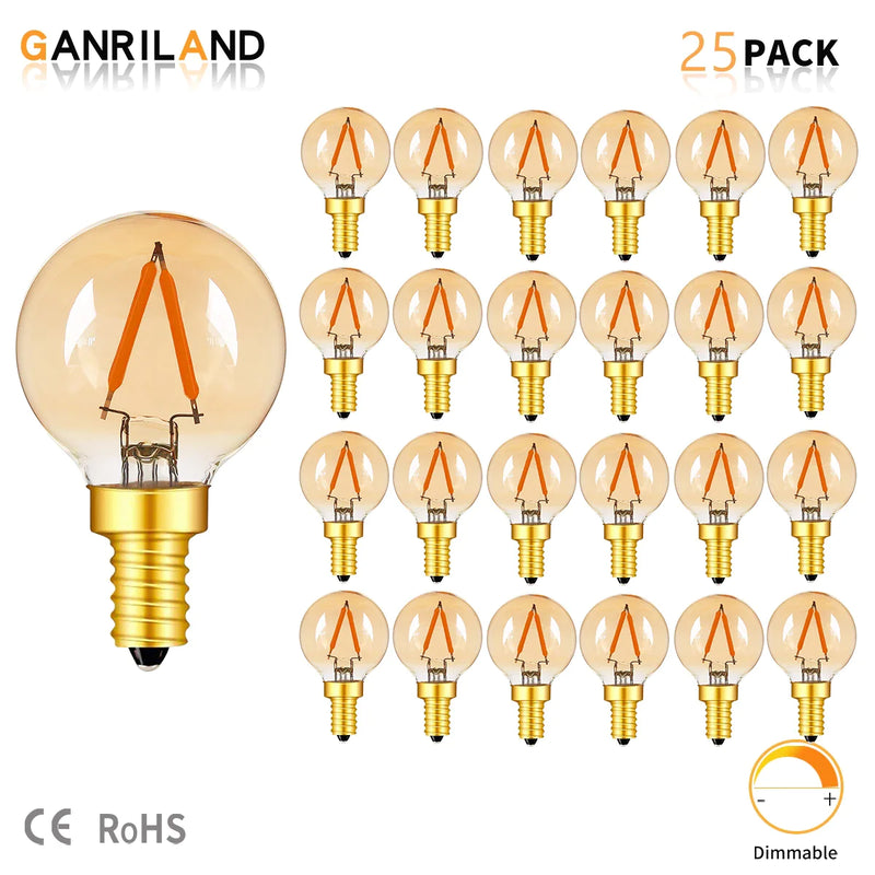 Afralia™ Amber Glass LED Filament Globe Bulb, 2200K Dimmable E12 E14 Outdoor Fairy Light