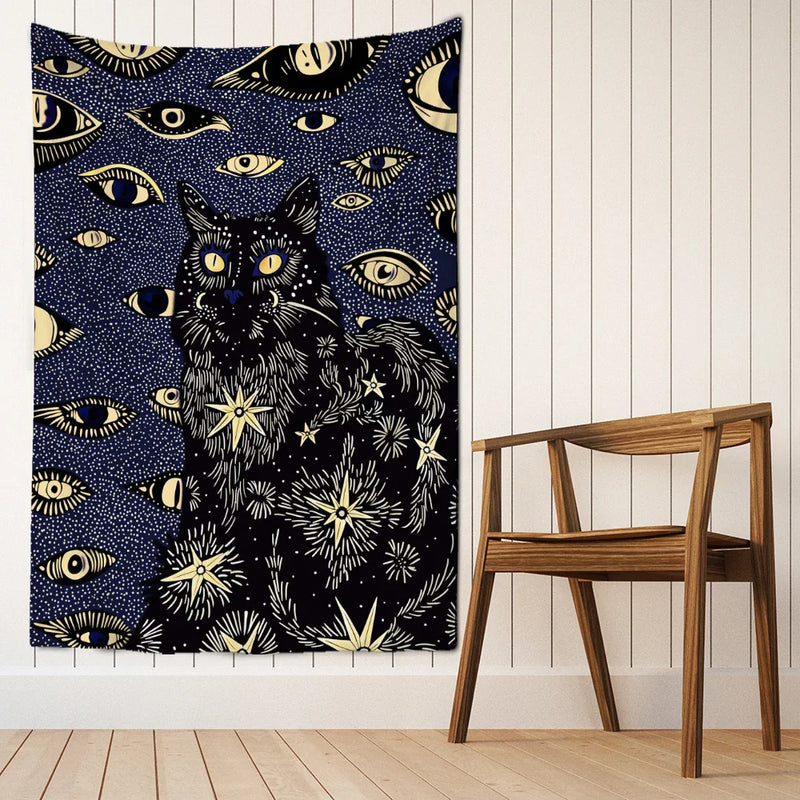 Afralia™ Cat Eyes Tapestry Wall Hanging Abstract Psychedelic Witchcraft Bohemian Home Decor