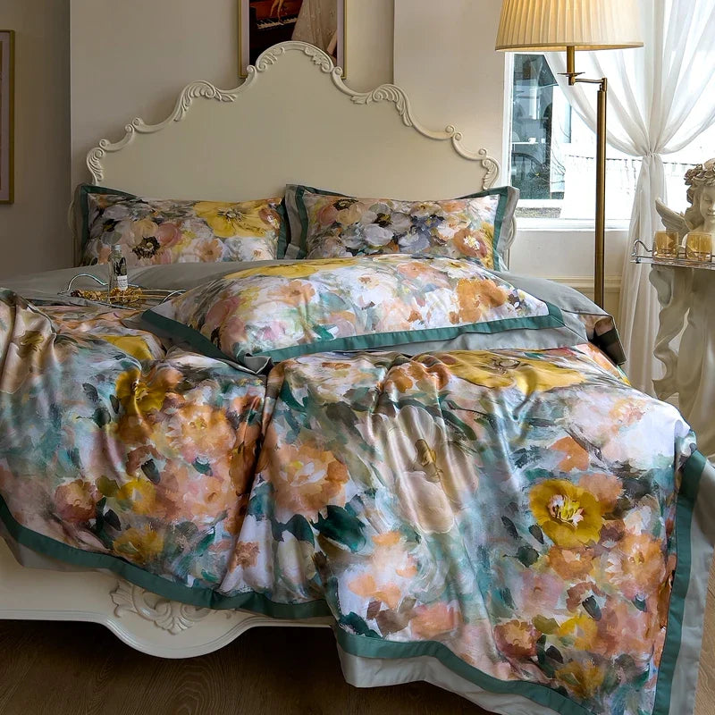 Afralia™ Vintage Style 1000TC Egyptian Cotton Bedding Set with Pastoral Print