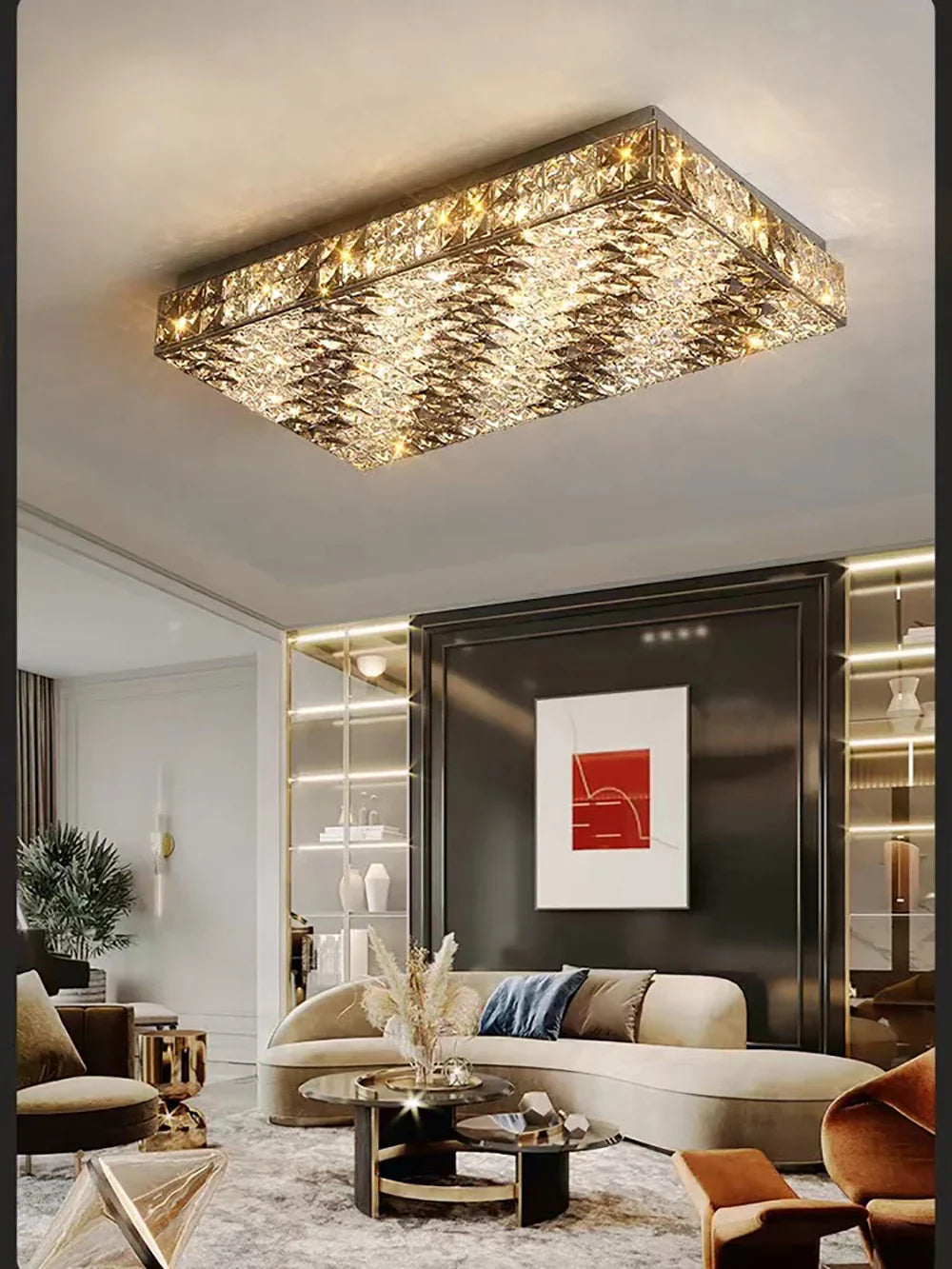 Afralia™ Crystal LED Rectangle Chandelier for Elegant Home Decor