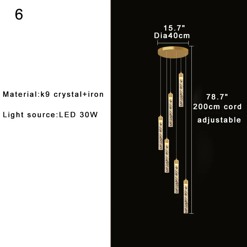 Afralia™ Modern Crystal Chandelier for Circular Staircase, Elegant High-ceiling Room Decor