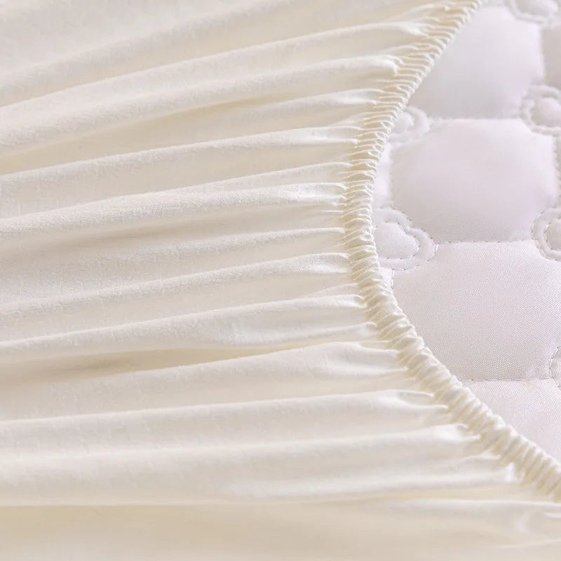 Afralia™ Waterproof Quilted Mattress Cover - Non-Slip Solid Color Bed Sheet