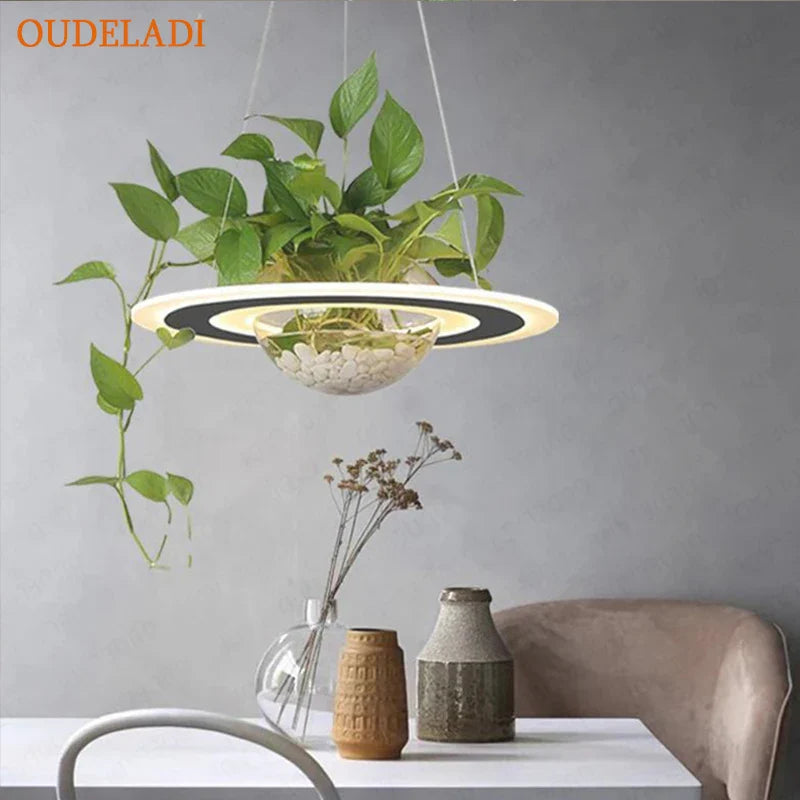 Nordic LED Plant Pendant Lamp by Afralia™ for Bedroom Dining Indoor Lighting