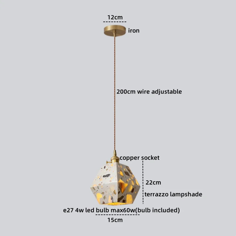 Afralia™ LED Terrazzo Pendant Lights for Corridor, Bedroom, Living Room - Japanese Style Lighting