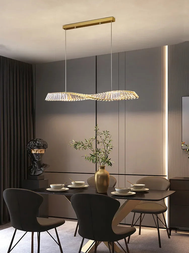 Afralia™ Spiral Crystal Chandelier Pendant Light for Kitchen Bar Dining Room