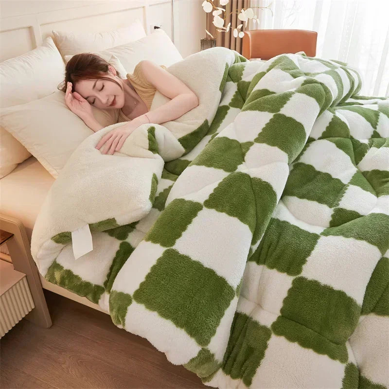 Afralia™ Cozy Checkerboard Cashmere Weighted Blanket for Ultimate Winter Warmth