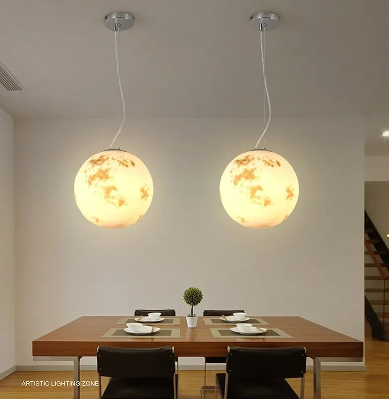 Afralia™ Nordic Modern Full Moon Chandelier - Retro Art Ball Style Home Decoration Lamps