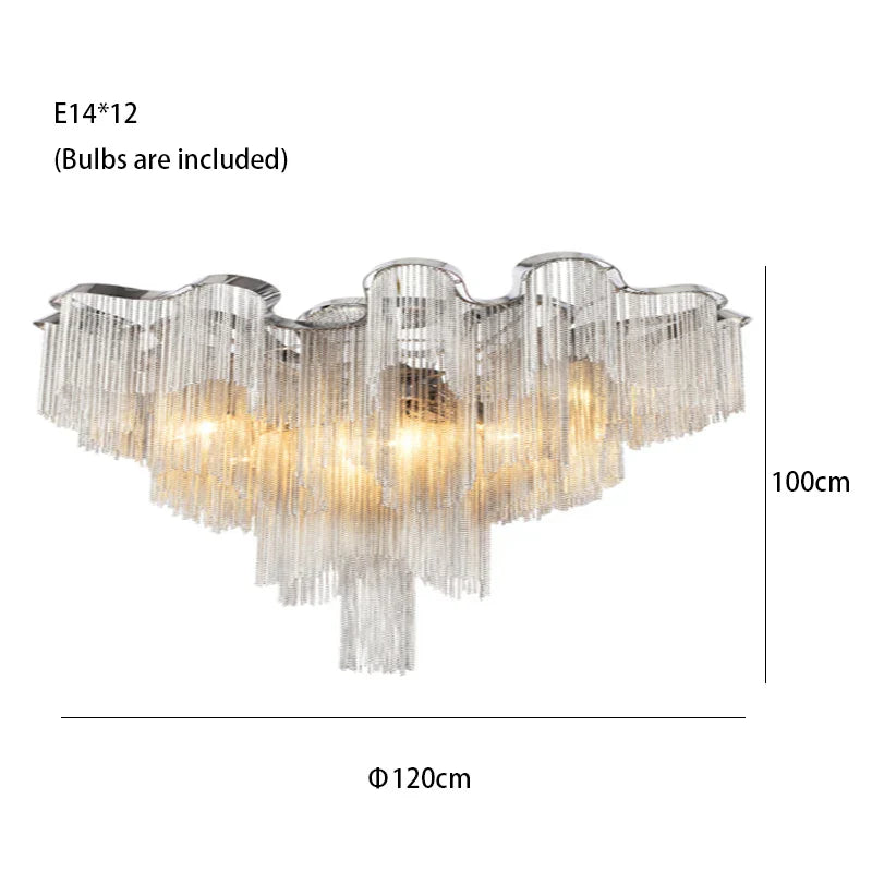 Afralia™ Luxury Tassels Ceiling Chandelier Dimmable Lights for Bedroom Decoration
