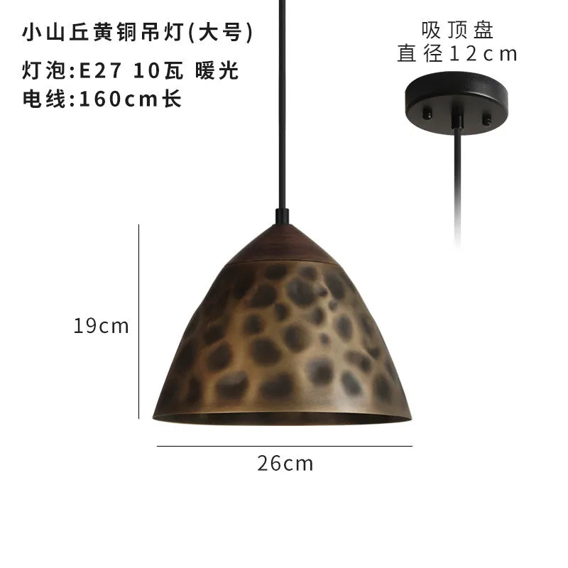 Afralia™ Vintage Walnut Copper Pendant Light LED E27 Fixture for Kitchen Dining Bedside