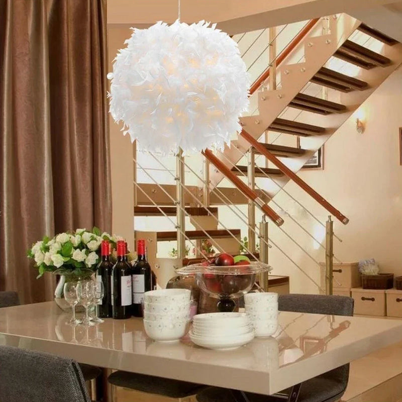 Afralia™ Feather Pendant LED Chandelier - Modern Bedroom Study Room Decoration