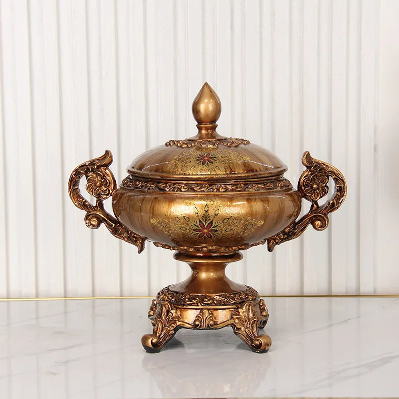 Afralia™ Resin Relief Jar: European Style Decorative Vase & Storage Container