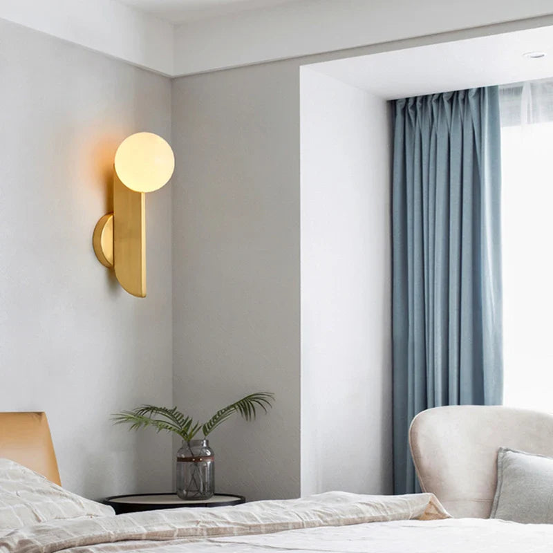 Afralia™ Glass Ball Wall Lamps Gold LED Mirror Light for Dining Living Bedroom