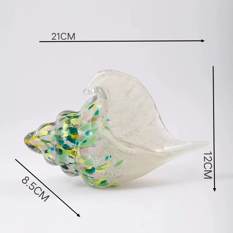 Afralia™ Sea Shell Glass Conch Sculpture Amber Art for Home Decor