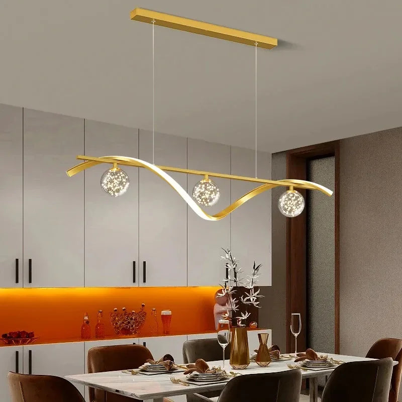 Afralia™ LED Pendant Lamps Dimmable Ceiling Chandelier for Dining Room Kitchen Island