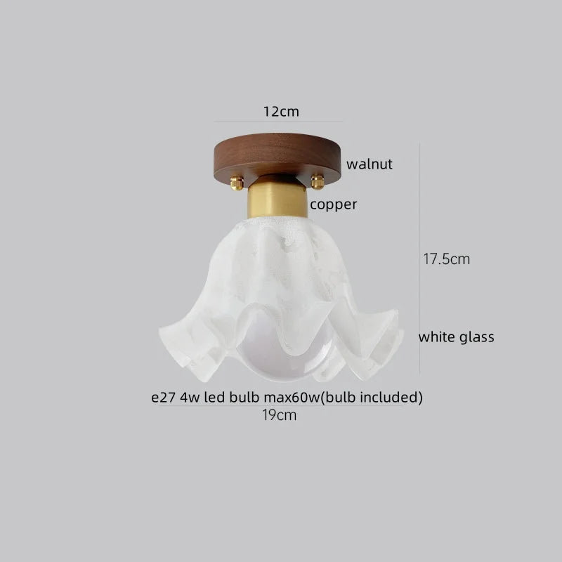 Afralia™ Glass LED Ceiling Lamp Copper Walnut Modern Living Room Lighting Fixtures