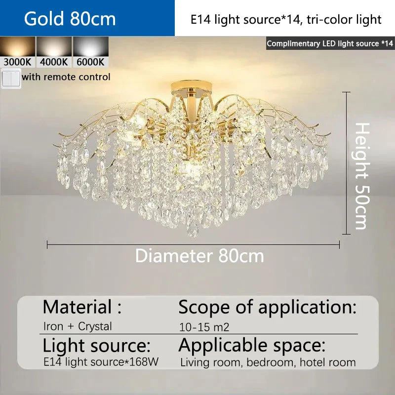 Afralia™ Crystal Luxury LED Chandelier Ceiling Light for Living Room Bedroom Home Decor