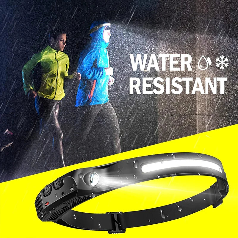 Afralia™ Rechargeable LED Sensor Headlamp XPE+COB Torch for Camping Waterproof Fishing