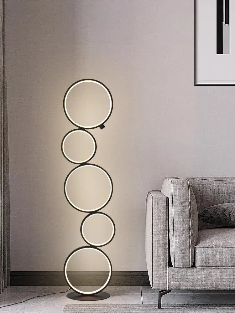 Afralia™ Modern Five-Ring LED Floor Lamp for Living Room and Bedroom