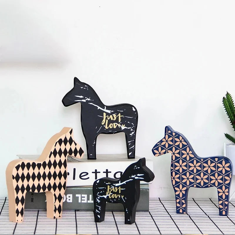 Afralia™ Wooden Horse Figurine Child Toy Gift Home Decoration Ornament