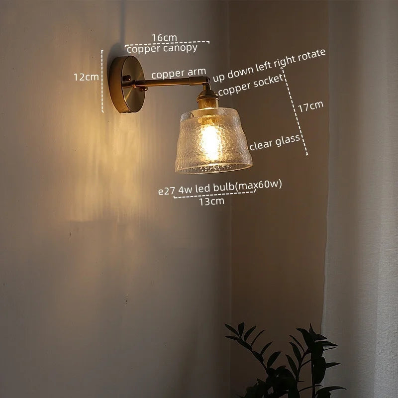 Afralia™ LED Green Glass Wall Light for Home Decor, Japanese Style, Bedroom, Living Room