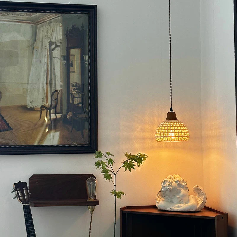 Afralia™ Ceramic LED Pendant: Japanese Vintage Hanging Lamp for Cafe, Bar, Bedroom.