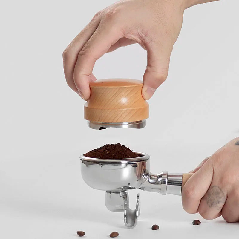 Afralia™ Professional Espresso Tamper, Adjustable Depth, 51/53/58mm Stainless Steel Beech Wood Handle