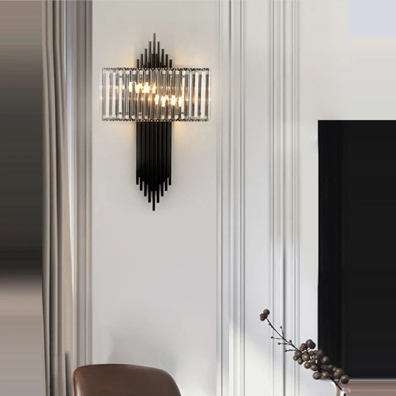Afralia™ Crystal Wall Lamp: Modern Light Luxury for Living Room, Bedroom, and Corridor.