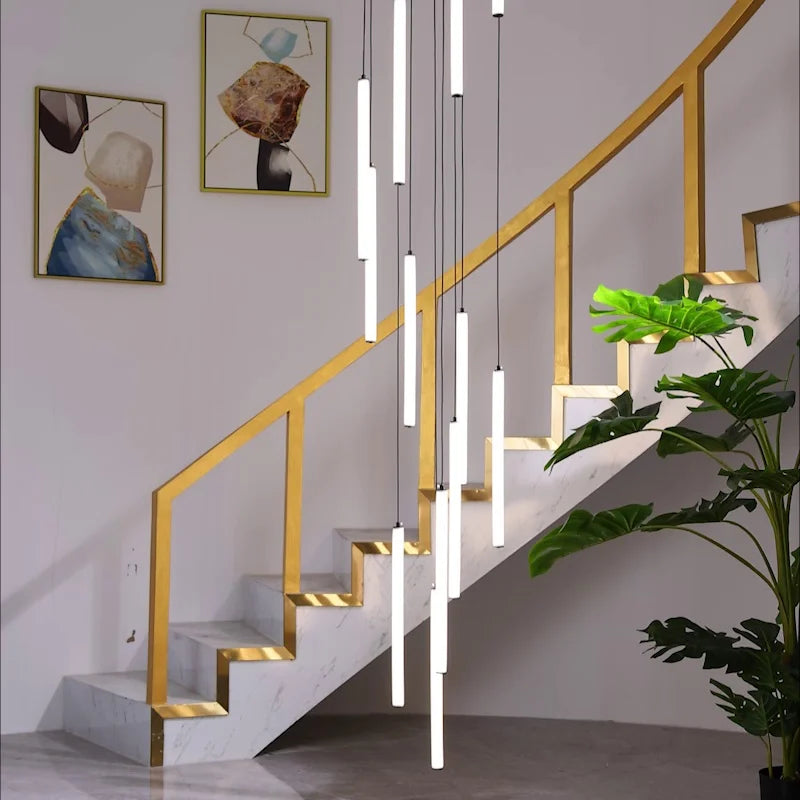 Afralia™ Modern LED Tube Ceiling Chandelier Staircase Lights Lighting Fixtures Home Decor