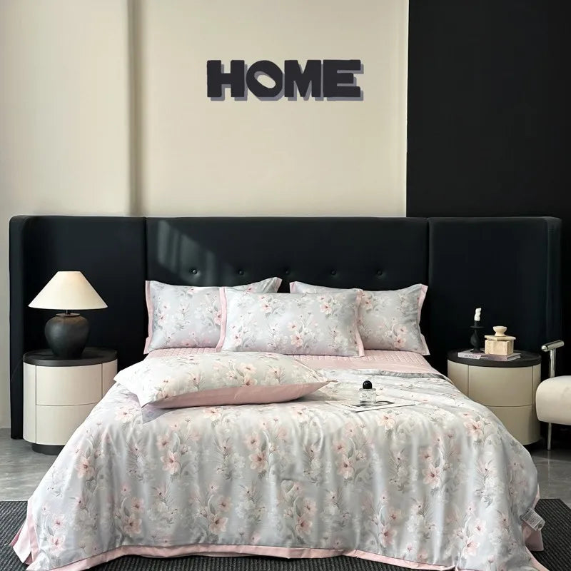 Afralia™ Cool Silk Summer Quilt Set with Sheets & Pillowcases