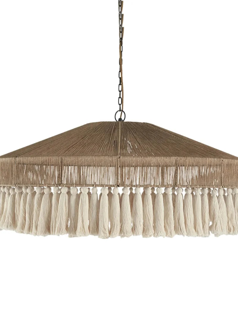 Afralia™ Wabi Sabi Rattan Pendant Lamp with Tassel for Kitchen Hotel Living