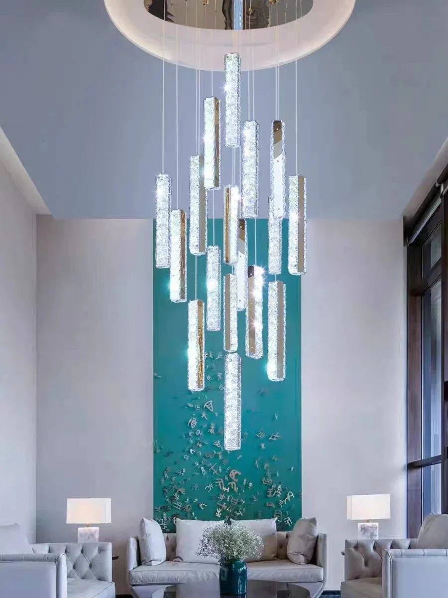 Afralia™ Crystal Spiral Chandelier - Silver/Gold Luxury Lighting for Living Room, Kitchen, & Restaurant