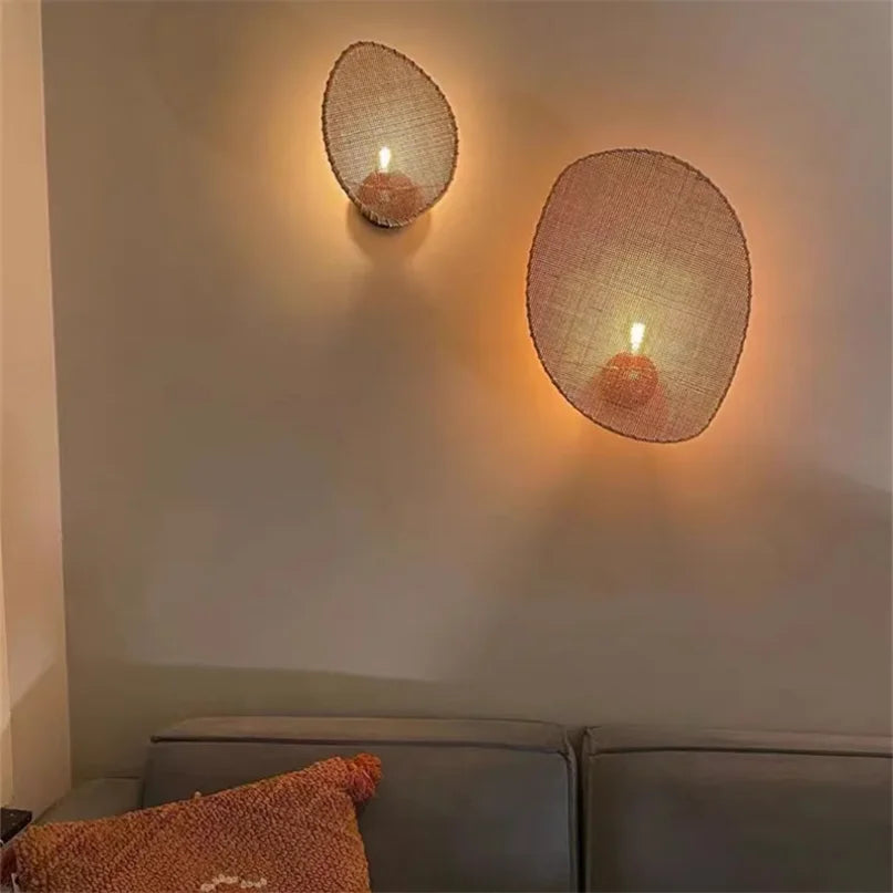 Afralia™ Hand-Woven Rattan Wall Lamp for Japanese Inspired Decor