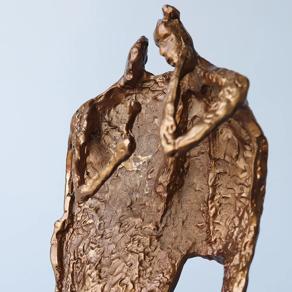 Afralia™ Hollowed-out Metal Sculpture Family Statues - Home Decoration Figurines