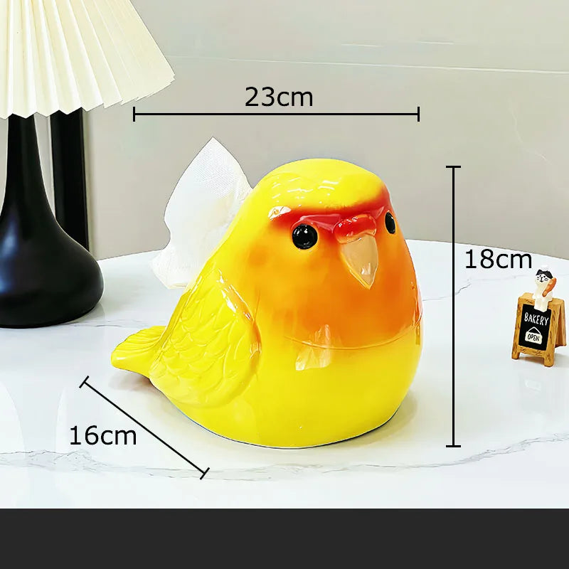 Afralia™ Chubby Parrot Ceramic Tissue Box: Creative Bird Desk Decoration & Paper Towel Case