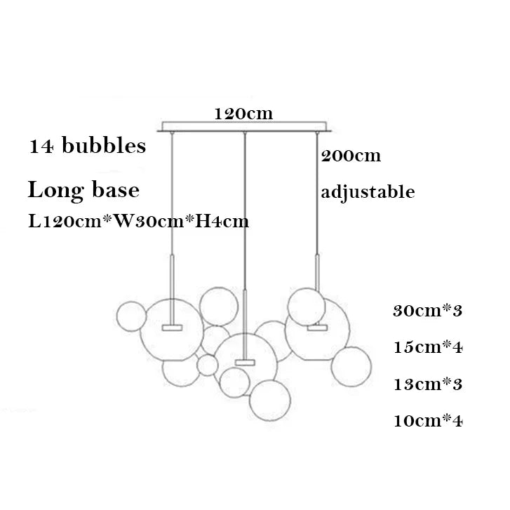 Afralia™ Bubble Ball Pendant Light: Golden Iron Glass Lamp for Kitchen Island, LED Fixtures