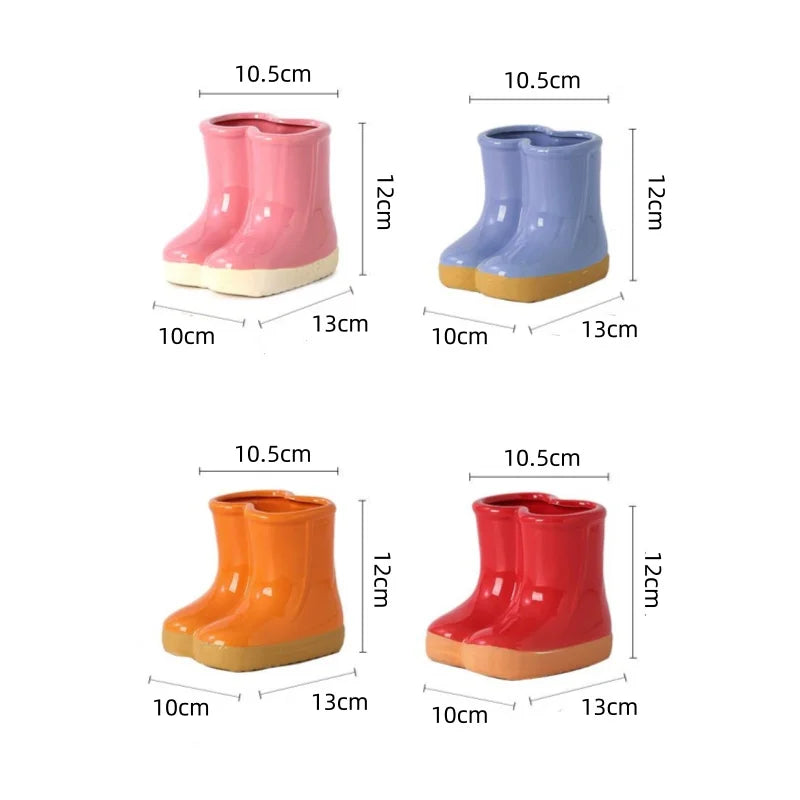 Afralia™ Ceramic Rain Boots Flower Vase - Garden Pot Home Decor Accessories