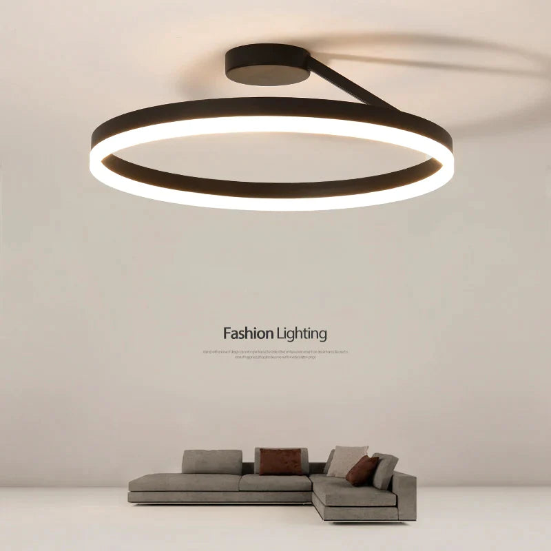 Afralia™ Modern LED Circle Ceiling Light for Restaurant, Bedroom, Kitchen - White/Black Home Lighting