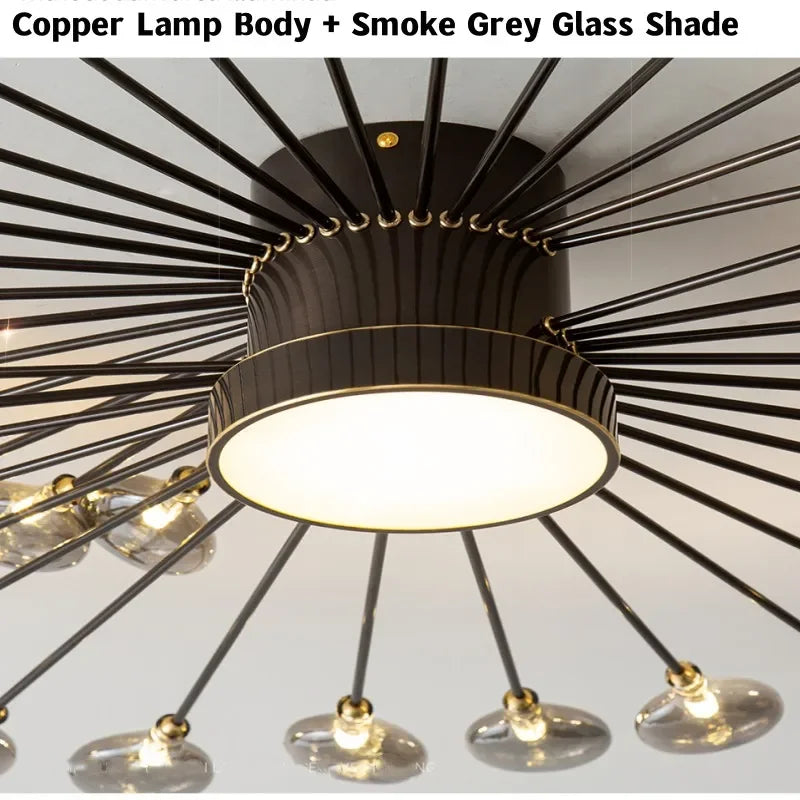 Afralia™ Copper Fireworks LED Ceiling Chandelier for Modern Bedroom and Living Room Decor