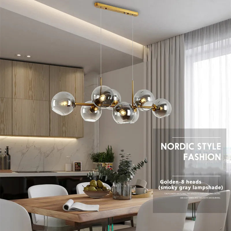 Afralia™ Modern Black Gold Metal Glass Pendant Light for Dining Kitchen Living Room