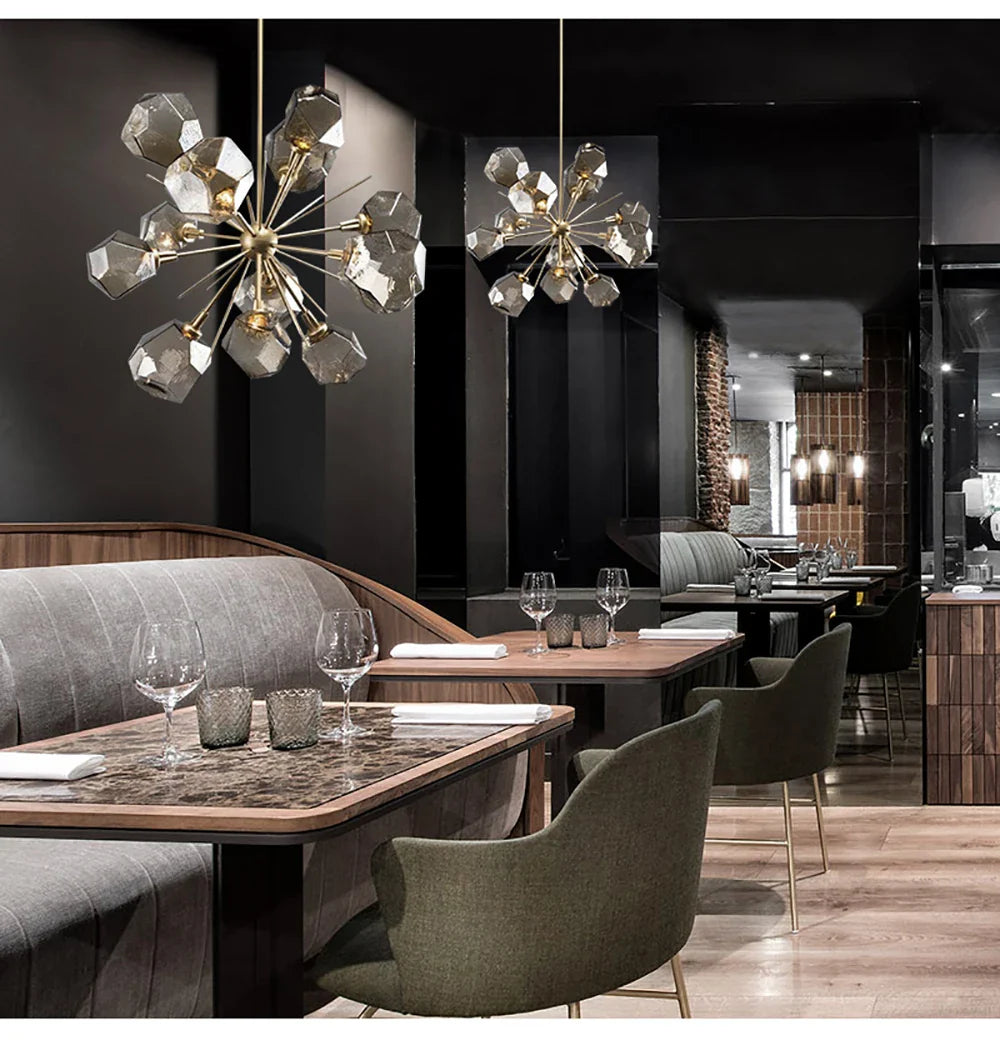 Afralia™ Rock Glass Chandeliers: Modern Indoor Pendant Lamps for Living Room, Bedroom & Restaurant