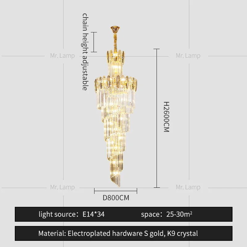 Afralia™ Crystal Chandelier: Elegant minimalist duplex living room lighting with a touch of luxury.