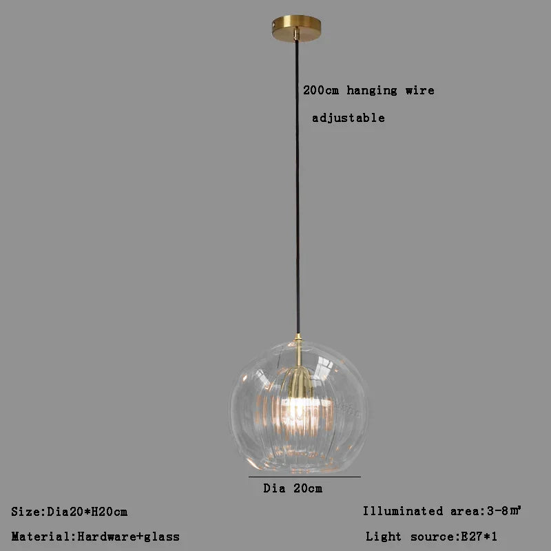 Afralia™ Clear Glass Ball Pendant Light Chandelier for Living Room Dining Room Home Decor