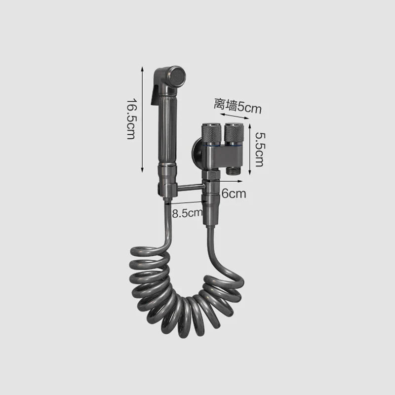 Afralia™ Brass Bidet Faucet Set with High Pressure Spray Gun - Gray